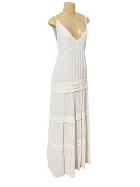 Dress To maxi tiered strap v neck white dress wedding beach S